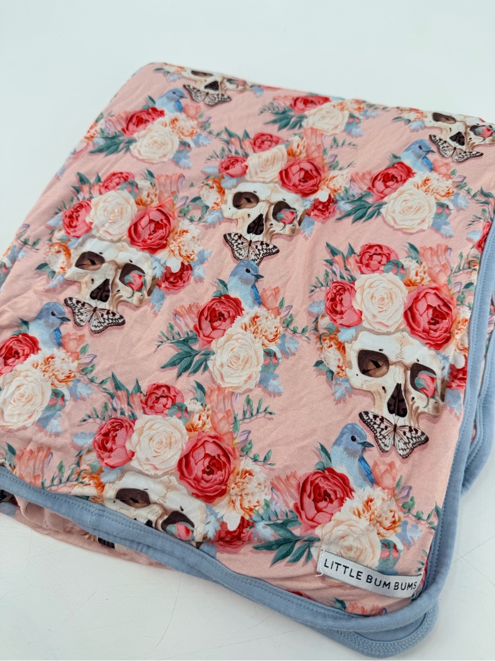 Little Bum Bums Bamboo Halloween Floral Skull Skeleton Blanket 60” x 60”